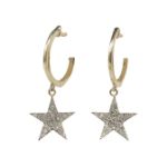 Diamond Star Dangle Earrings 0.31ct 14K Yellow Gold