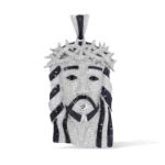 Diamond Jesus Pendant   27.74 ct. 10K White Gold