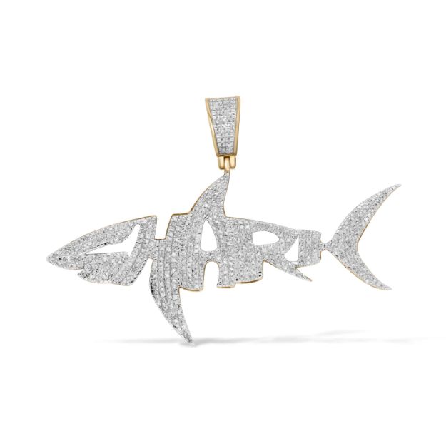 Diamond Shark Pendant  0.76 ct. 10K Yellow Gold