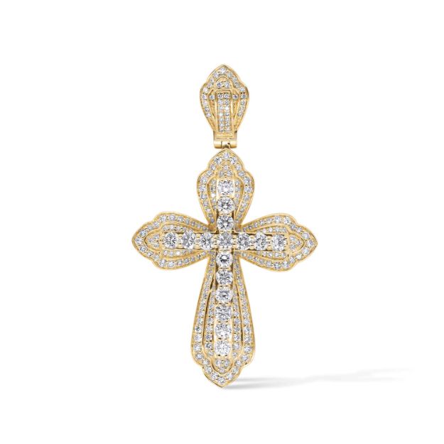 Diamond Cross Pendant 3.55 ct. 14K Yellow Gold