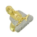 Diamond Buddha Ring  0.86 ct. 10K Yellow Gold 8.32 g