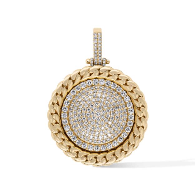 Diamond Round Pendant 3.34 ct. 14K Yellow Gold