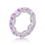 Diamond and Pink Sapphire Ring 2.55 ct. 14K White Gold