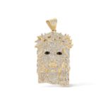 Diamond Crowned Jesus Pendant 2.90 ct. 10K Yellow Gold