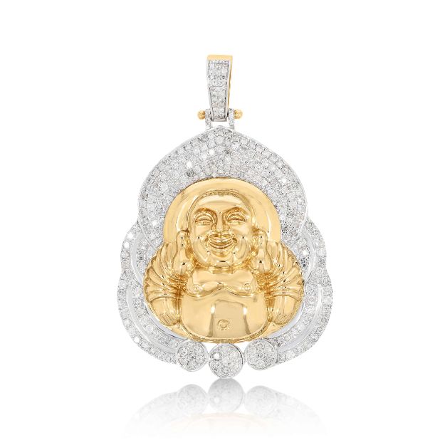 Diamond Buddha Pendant 4.40 ct. 10K Yellow Gold