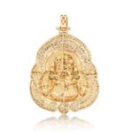 Diamond Buddha Pendant 4.40 ct. 10K Yellow Gold