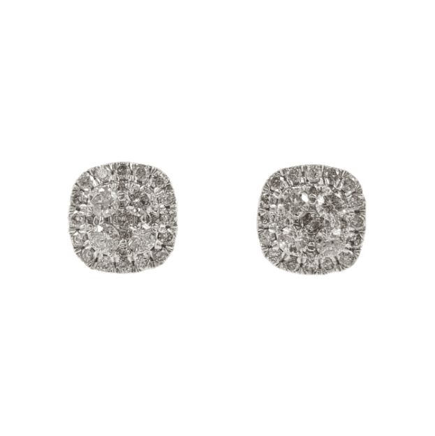 Diamond Circle Earrings 0.61ct 14k White Gold