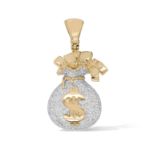 Diamond Money Bag Pendant 1.08 ct. 10K Yellow Gold 7.38 g