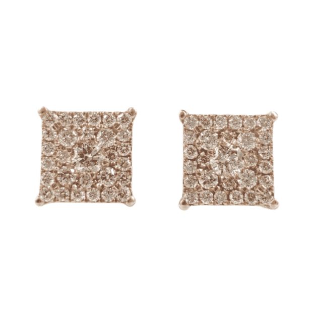 Diamond Square Earrings 1.20ct 14K Rose Gold