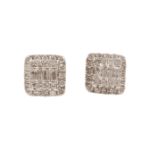 Baguette Diamond Square Earrings 1.30ct 14k Rose Gold