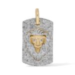 Diamond Plate Lion Head Pendant 2.38 ct. 10K Yellow Gold