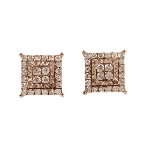 Diamond Square Earrings 0.50ct 14K Rose Gold