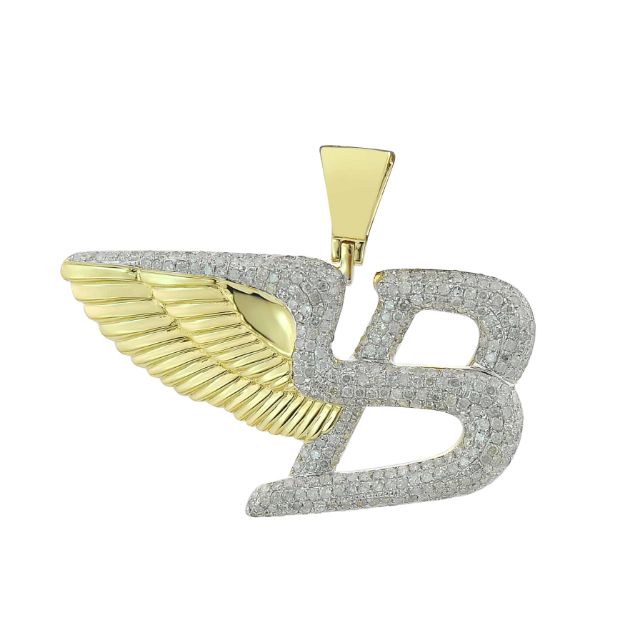 Diamond Flying B Pendant 1.56 ct. 10K Yellow Gold 8.93 g