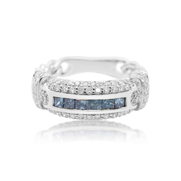 Blue Diamond Ring 0.95 ct. 14K White Gold