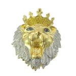 Diamond Lion Head with Crown Ring 0.45 ct. 10K Yellow Gold