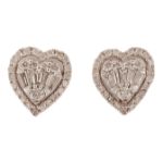 Baguette Diamond Heart Earrings 0.75ct 14K Rose Gold