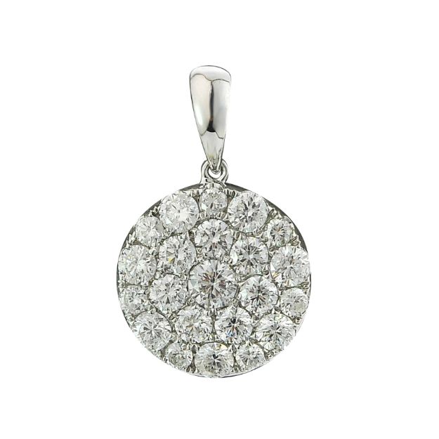 Diamond Pendant 1.80 ct. 14K White Gold 2.63 g 14.5mm