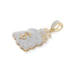 Diamond Sack of Money Pendant  1.24 ct.  10K Yellow Gold