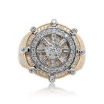 Men&#39;s Diamond Nautical Wheel Ring 2.80 ct. 14K Yellow and White Gold