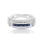 Diamond and Sapphire Ring 2.75 ct. 14K White Gold