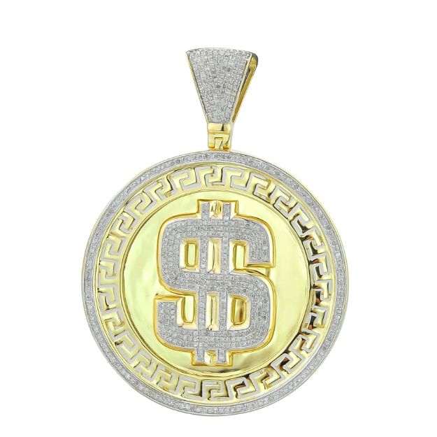 Diamond Pendant Dollar sign 2.47 ct. 10K Yellow Gold