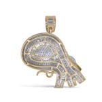 Green and White Diamond Money Bag Pendant  1.41 ct.  10K Yellow Gold