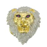 Diamond Lion Head Ring 1.11 ct. 10K Yellow Gold