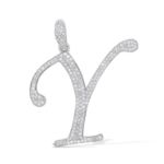 Diamond Letter Y Pendant  0.44 ct. 10K White Gold