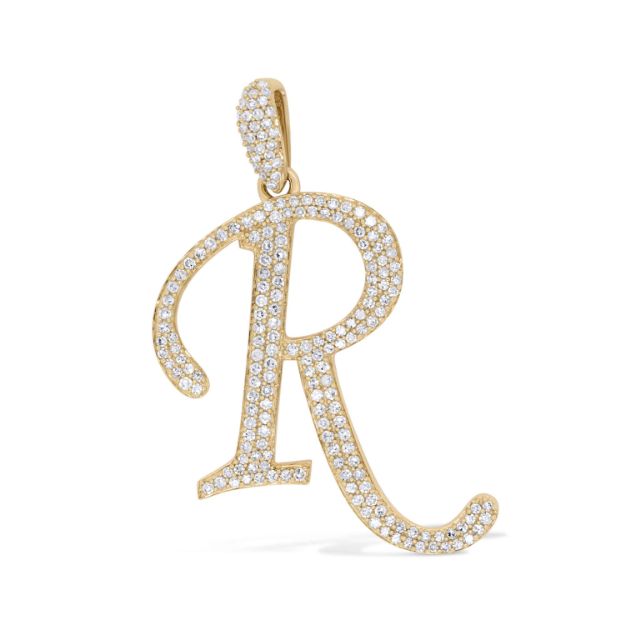 Diamond letter R Pendant  0.42 ct. 10K Yellow Gold