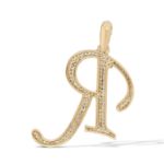 Diamond letter R Pendant  0.42 ct. 10K Yellow Gold