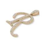 Diamond letter R Pendant  0.42 ct. 10K Yellow Gold