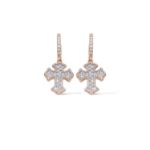 Baguette Diamond Cross Earrings 0.77 ct. 14K Rose Gold