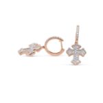 Baguette Diamond Cross Earrings 0.77 ct. 14K Rose Gold