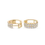 Diamond 2 Row Hoop Earrings 0.95 ct. 10K Yellow Gold