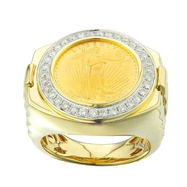 Diamond Ring 0.60 ct. 10K Yellow Gold 1/10OZ-LIBERTY