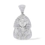 Diamond King Tutankhamun Pendant 1.21 ct. 10K White Gold