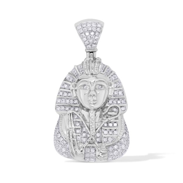 Diamond King Tutankhamun Pendant 1.21 ct. 10K White Gold