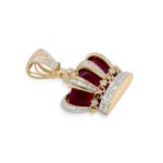 Diamond Crown with Red Enamel Pendant 0.65 ct. 10K Yellow Gold