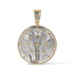 Diamond Elephant Head Pendant  1.87 ct. 10K Yellow Gold