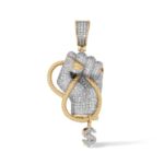 Diamond Protest Fist pendant 0.73 ct. 10K Yellow Gold