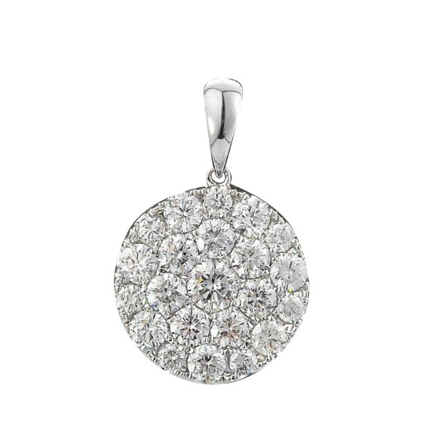 Round Diamond Pendant 2.25 ct. 14K White Gold 15.5mm