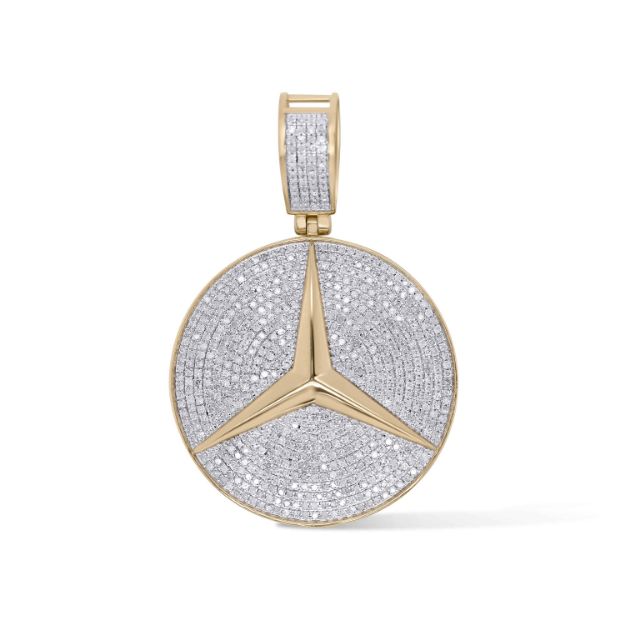 Diamond Mercedes Benz Emblem Pendant 1.26 ct. 10K Yellow Gold