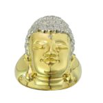 Diamond Buddha head Ring 0.40 ct. 10K Yellow Gold