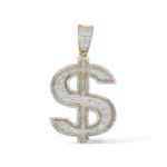 Diamond Dollar Sign Pendant  0.73 ct. 10K Yellow Gold