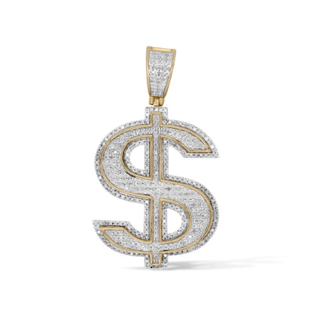 Diamond Dollar Sign Pendant  0.73 ct. 10K Yellow Gold