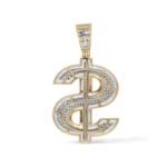 Diamond Dollar Sign Pendant  0.73 ct. 10K Yellow Gold