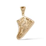 Diamond Sneaker with Red Enamel Pendant 0.60 ct. 10K Yellow Gold