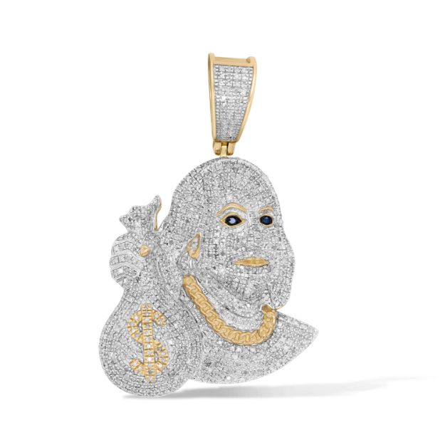 Diamond Money Bag pendant 1.15 ct. 10K Yellow Gold