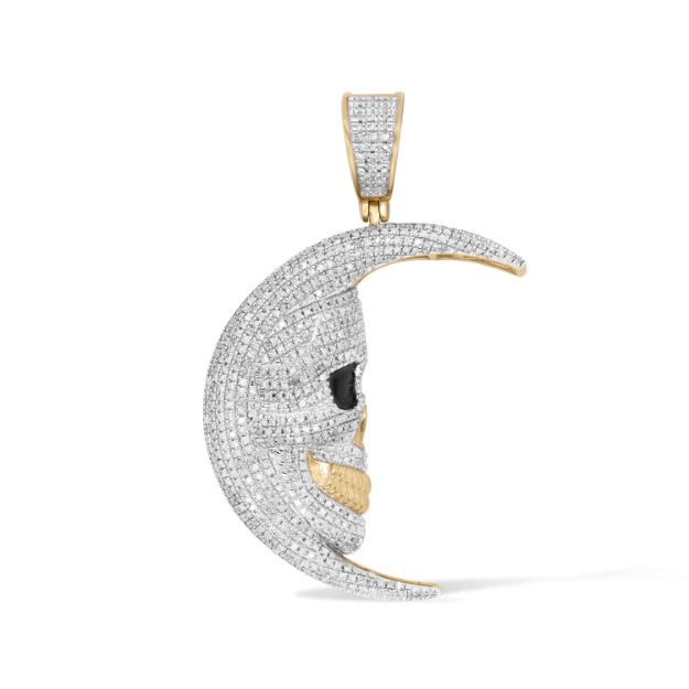 Diamond Moon pendant charm 0.85 ct. 10K Yellow Gold