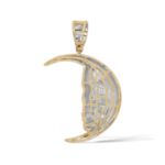 Diamond Moon pendant charm 0.85 ct. 10K Yellow Gold